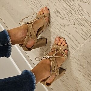 Beige Suede Heels